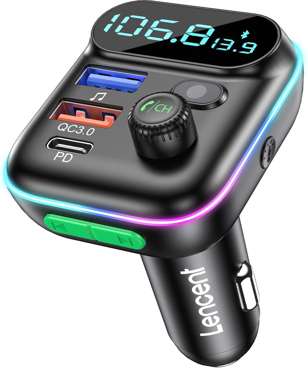 Bluetooth FM Transmitter - Draadloze Auto Zender met Snelladen & Handsfree Bellen