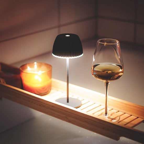 BRILONER Riffle - Mini lampe de table rechargeable - lampe sans fil - intensité variable tactile - pour l'intérieur et l'extérieur - Lauréat du German Design Award 2025 - anthracite - Ø8,5 x 20 cm