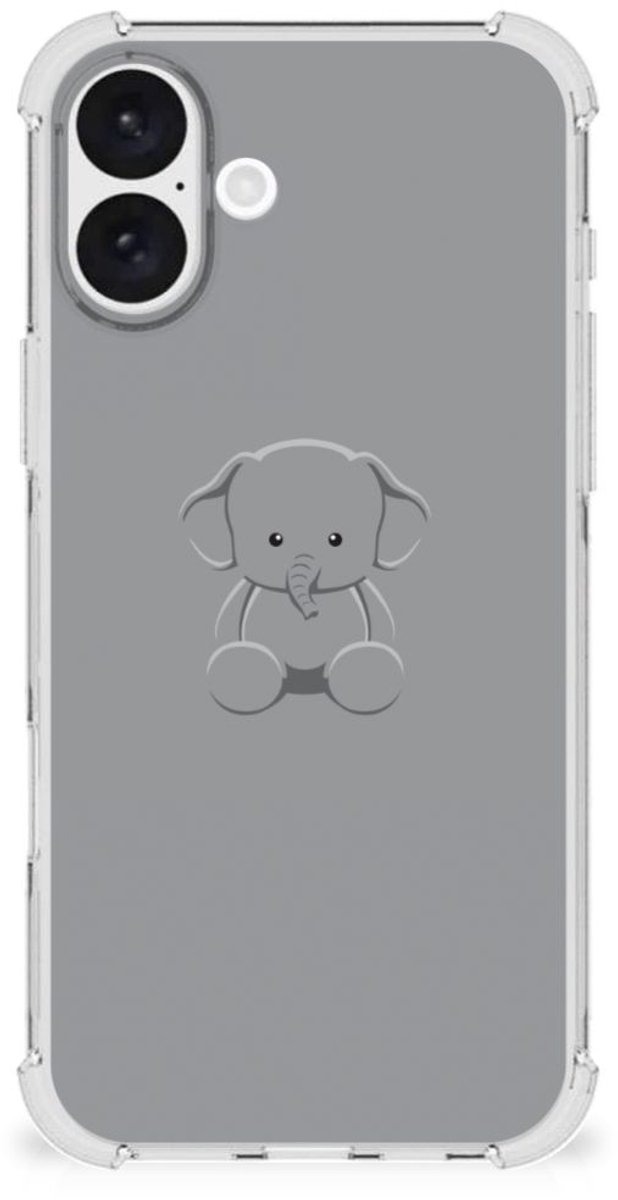 iPhone 16 Plus Stevig Bumper Hoesje Grijs Baby Olifant