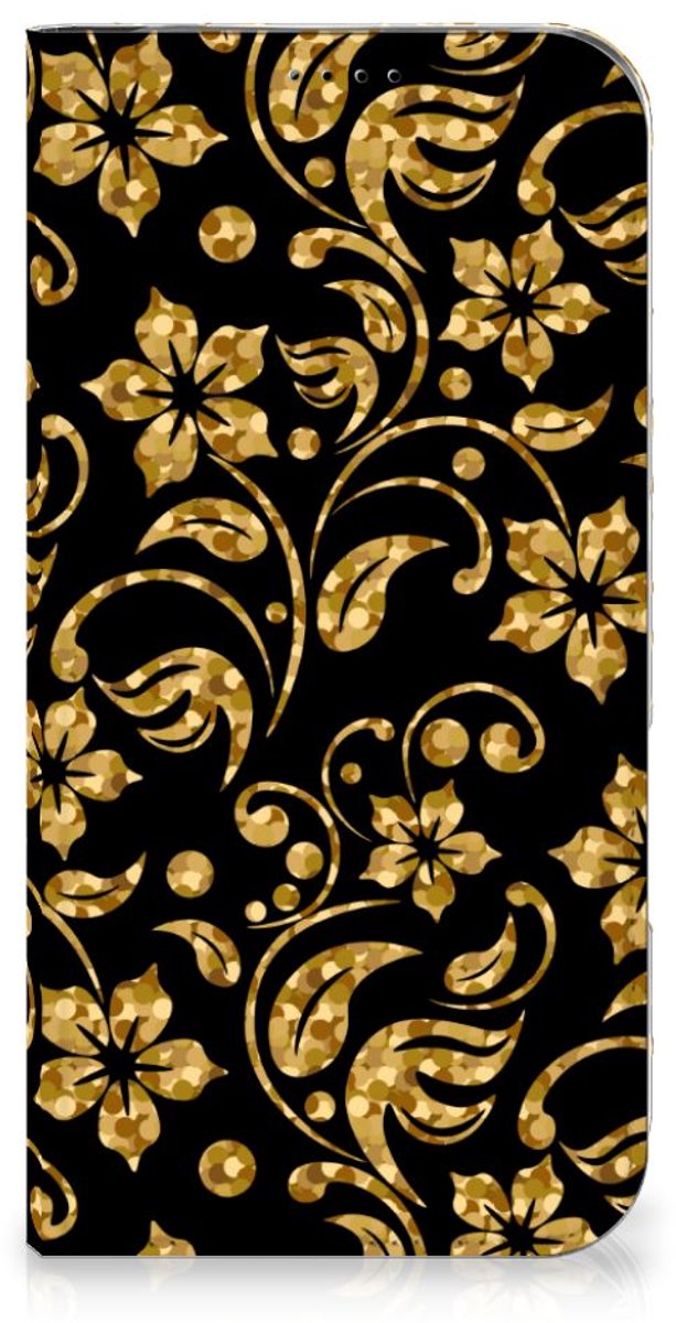 iPhone 16 Plus Smart Cover Gouden Bloemen