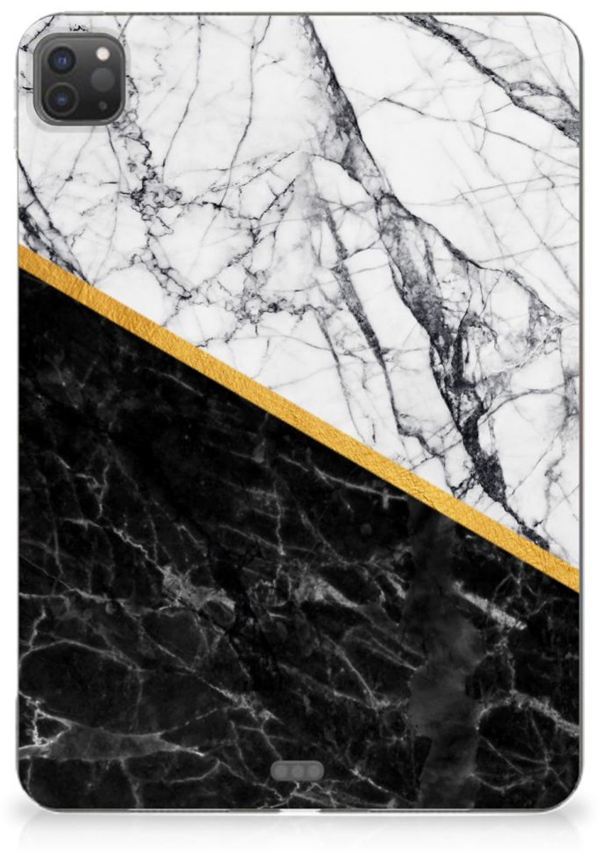 iPad Pro 11 (2024) Tablet Back Cover Marmer Wit Zwart - Origineel Cadeau Man