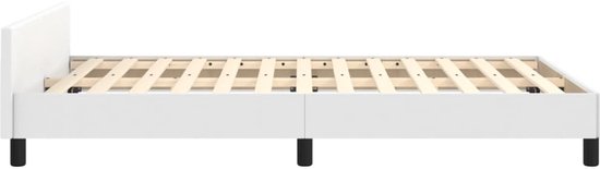 vidaXL Cadre de lit avec tête de lit Simili cuir Blanc 120x200 cm - Cadre de lit avec tête de lit - Encadrements de lit avec têtes de lit - Cadre de lit - Lit