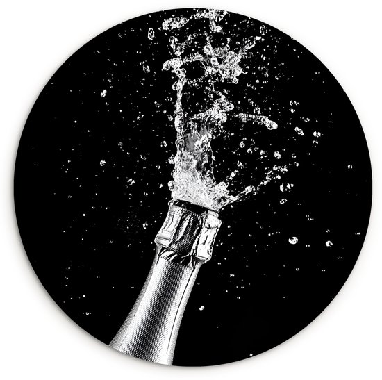 WallCircle® Wall Circle 120x120 cm - Wall Circle Champagne - Zwart - Éclaboussures - Popping - Décoration murale salon - Décoration murale chambre - Accessoires de décoration de chambre - Tableaux ronds XXL