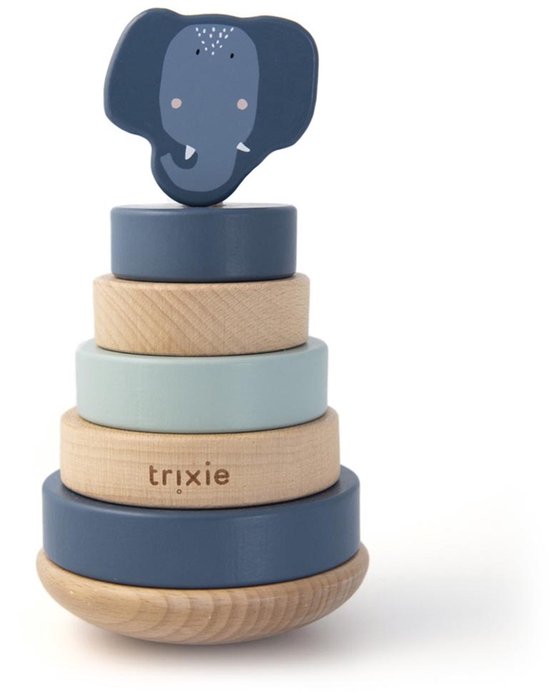 Trixie Stapelspeelgoed Mrs. Elephant 18 Cm Hout Blauw 7-delig