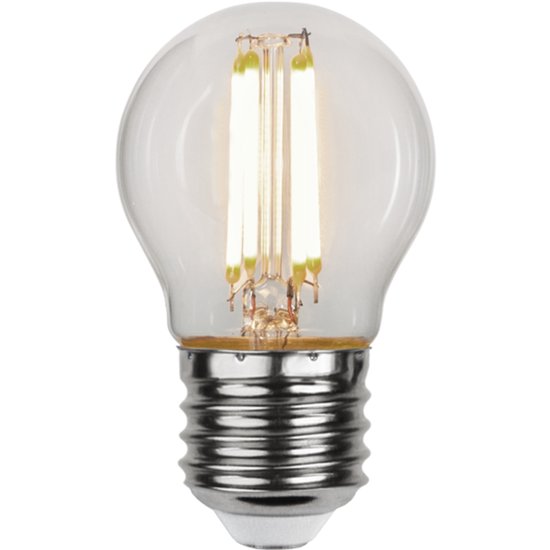 Lampe sphérique transparente avec filaments apparents. Filetage E27.