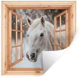 Stickers muraux - Film adhésif - Transparent - Cheval - Wit - Hiver - Neige - Animaux - 120x120 cm - Film adhésif - Stickers muraux chambre enfant - Papier peint autocollant XXL - Papier peint autocollant - Film adhésif