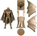 Gouden Batman-actiefiguur met accessoires: vleugels, display en kaart.