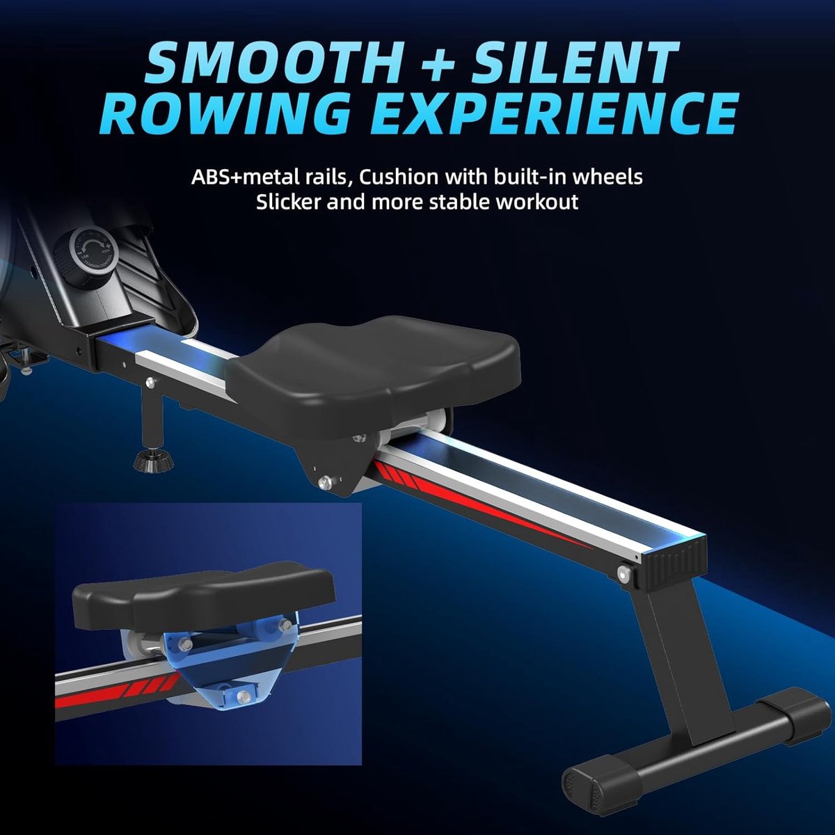 Magnetische Roeimachine 16 Weerstandsniveaus 150KG Zwart - afbeelding 2