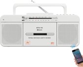 Cassette Speler met USB en Bluetooth - AM/FM Radio - Stereo Geluid - Ingebouwde Microfoon Recorder - Cassette naar MP3 Converter - Grote Luidspreker - Koptelefoonaansluiting - Twee 3W Speakers