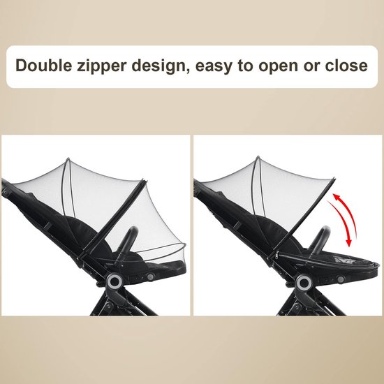 kinderwagen Muskietnet - Klamboe voor kinderwagen - zwart - insectennet voor kinderwagens, wiegjes, wiegen - Muskieten Net - Baby Wagen Klamboe - Muggen Bescherming Net - Muggennet - Zwart mesh gaas - 43*100 cm — afbeelding 2