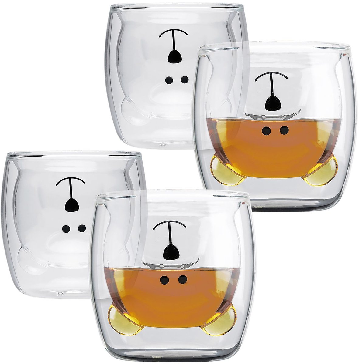 Intirilife 4x dubbelwandig thermo glas set in 230 ml in beer design - koffiemok thermo glas thermo glazen mondgeblazen latte macchiato thee glas espresso glas koffie glas zonder handvat