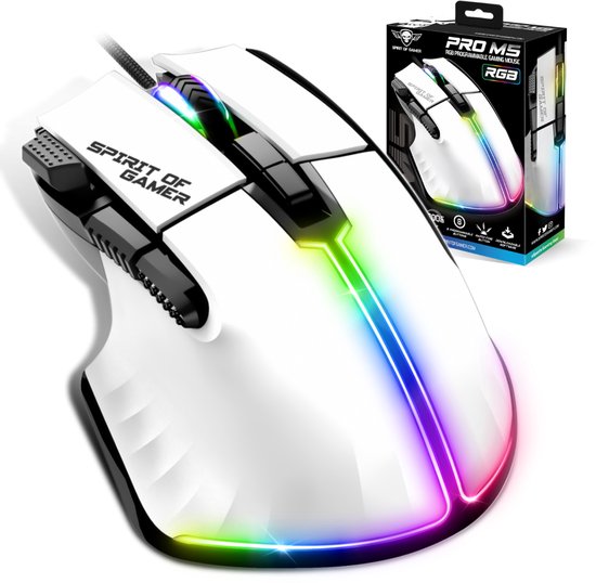 Spirit of Gamer PRO-M5 RGB Gaming Muis - Ergonomische Gamer Muis met Hoge DPI en 8 Programmeerbare Knoppen - 12800 DPI Optische Sensor