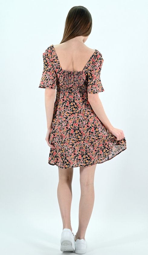 YesMooi - Mini -robe à imprimé floral - Col en V et dos nu - M (38) - Rose | Orange | Beige