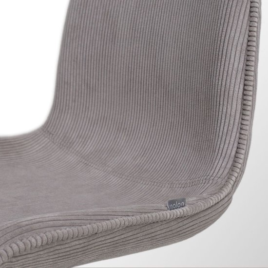 Nolon Nino-Fé Set de 2 Tabourets de bar Nervurés Grijs Chaud - Piètement Zwart - 75 cm - Chaise de Bar - avec Dossier - Tissu - Cuisine