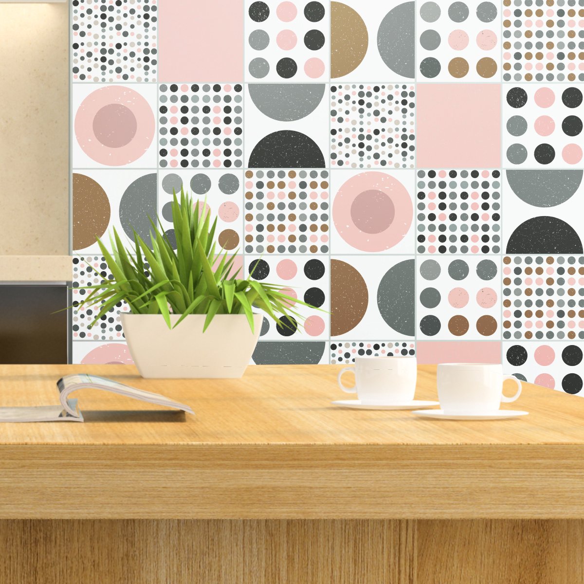 Ambiance Sticker Zelfklevende muurtegelstickers voor keuken en badkamer - 9 Scandinavische tegelstickers, REBEKKA - 9 stickers, 30x30cm Multi color