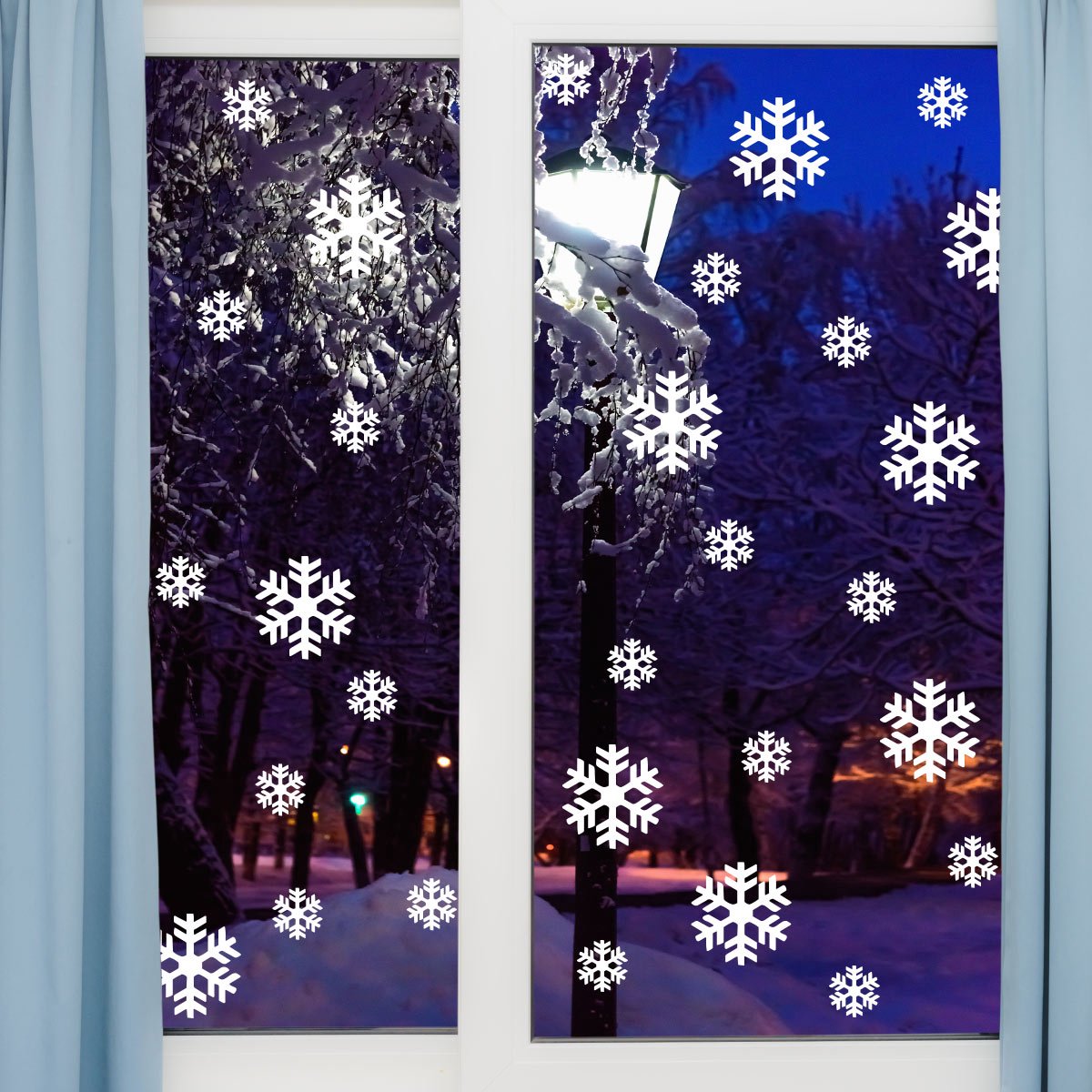 50 elektrostatische sneeuwvlokstickers - Zelfklevende raamstickers voor Kerstmis - Feestelijke decoraties