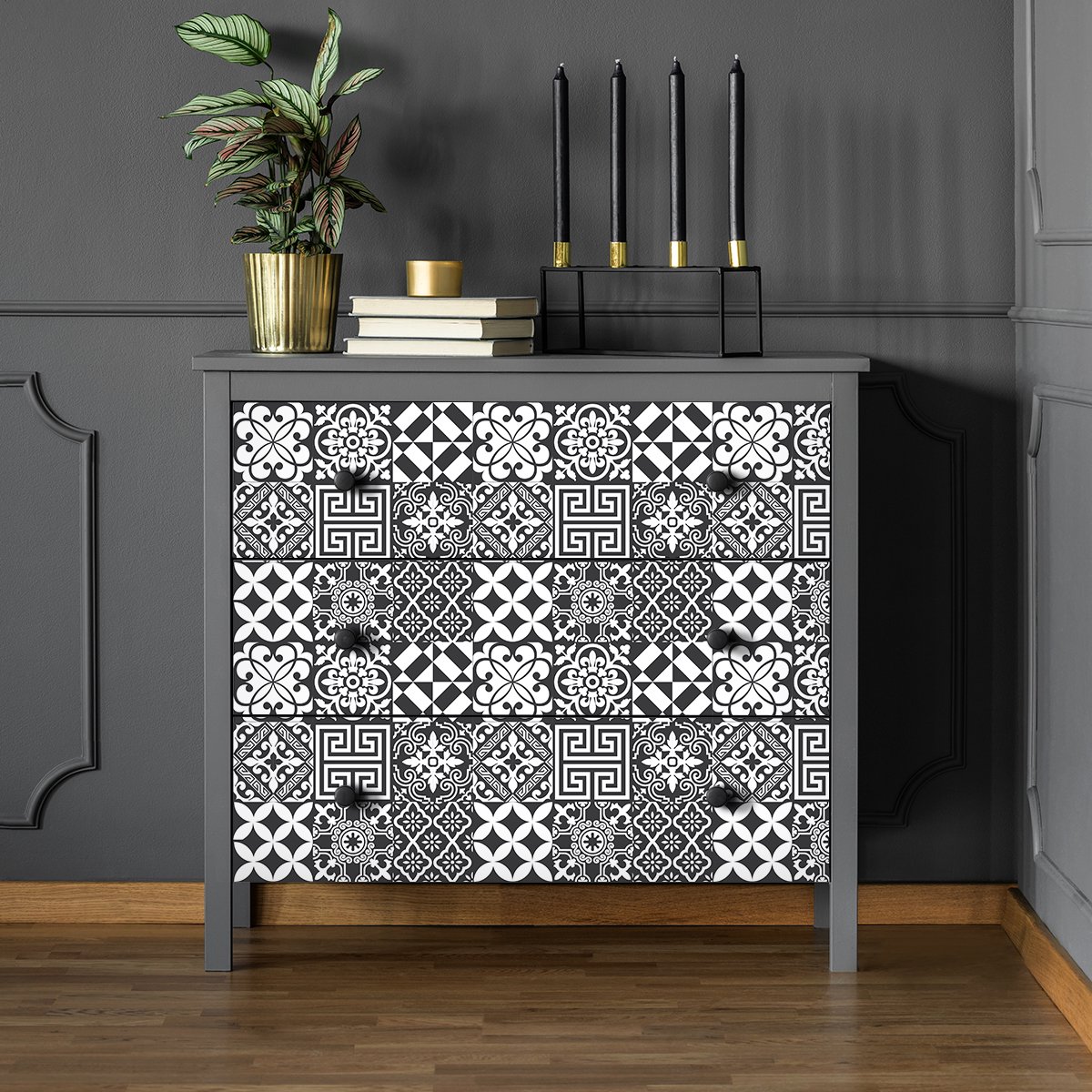 Ambiance Sticker Meubeldecoratiestickers - Zelfklevende stickers voor keuken en woonkamer - 60 EVITANA meubeltegelstickers - 60 stickers 15x15cm Multi color
