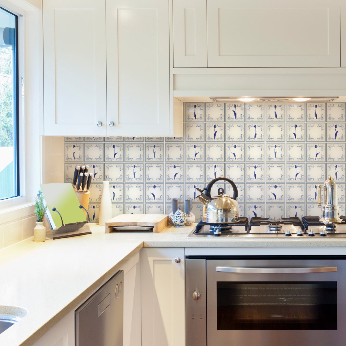 Ambiance Sticker Muurstickers - Zelfklevende tegelmuurstickers voor keuken en badkamer - 60 Delft Texel tegelstickers - 60 stickers 20x20cm Multi color