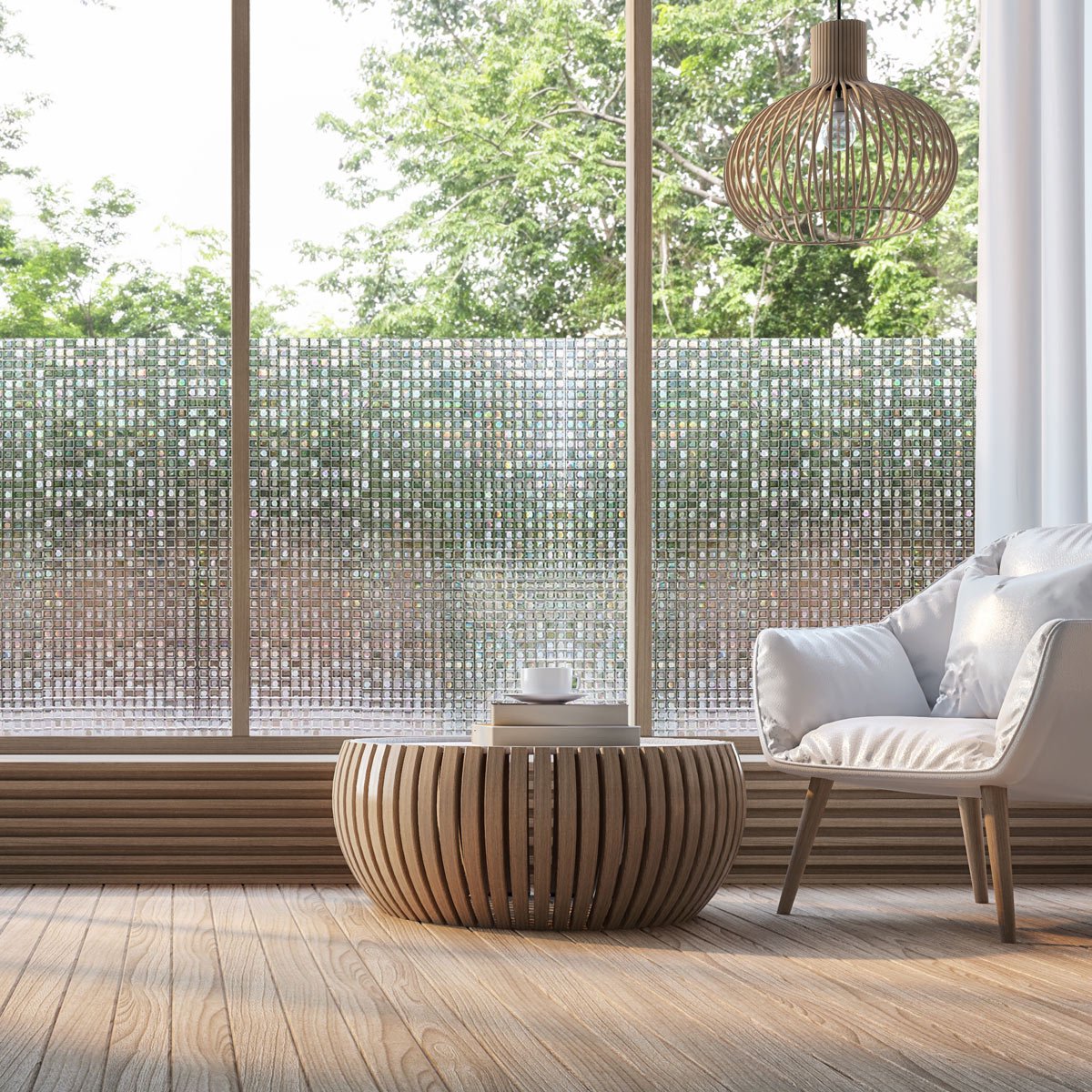 Ambiance Sticker Vitrostatische verduisteringsrol, kleine tegels per meter - Elektrostatische anti-reflectiefolie, verduisterend en UV-werend voor ramen - 45 cm x 8 m Mat wit