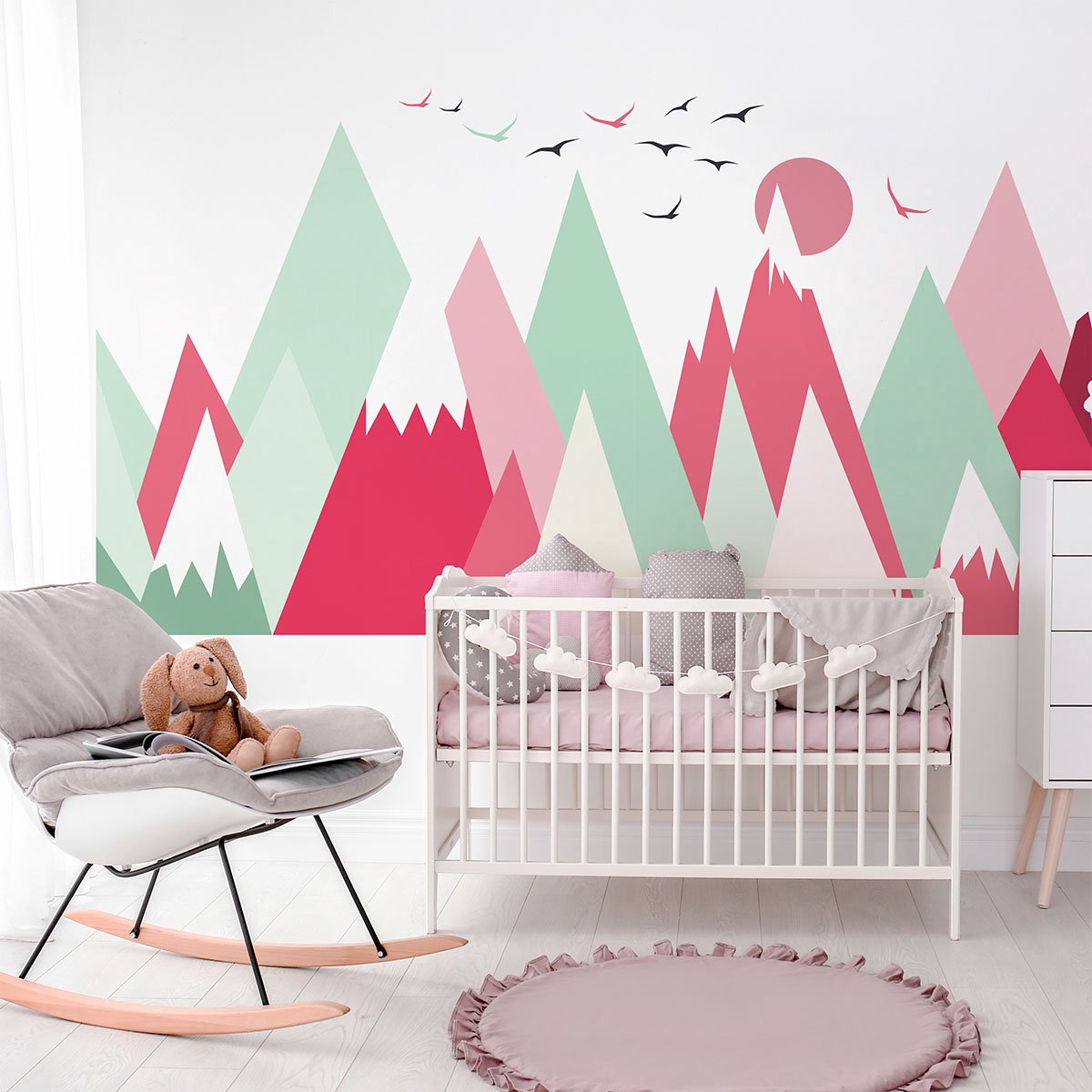 Kinderstickers van Scandinavische bergen van Sofinka, 60 x 90 cm