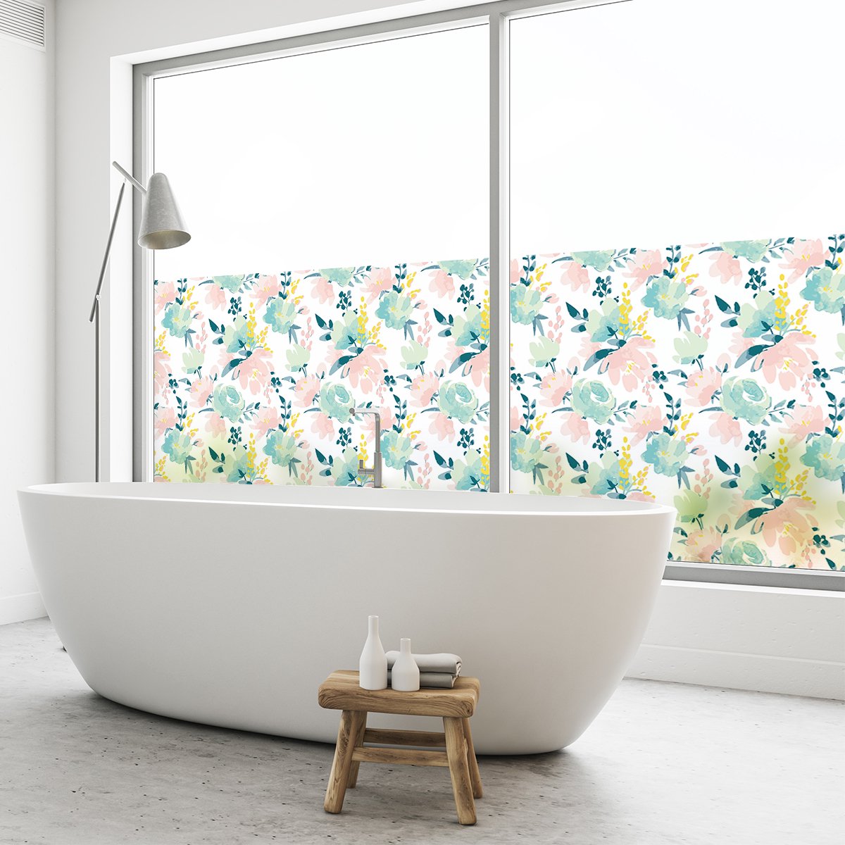 Privacy raamfolie - XL bloemendesign - Stickers voor ramen en douchedeuren - 40x200cm
