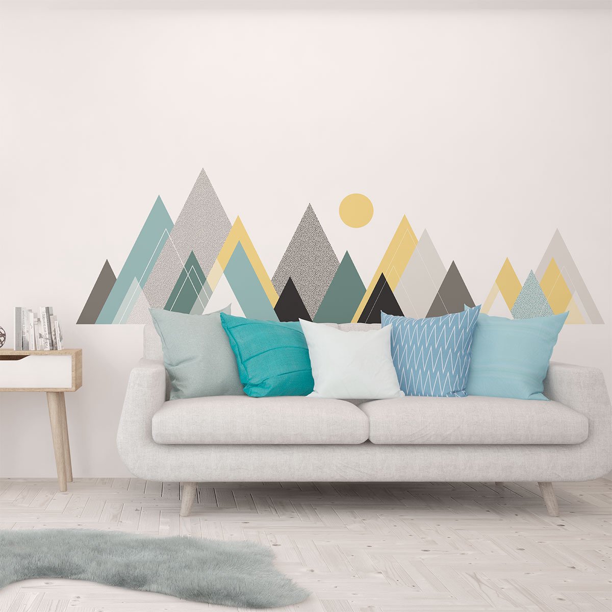 Ambiance Sticker Muurstickers - Decoratie voor slaapkamer/woonkamer - Gigantische muursticker van de Scandinavische bergen van Nevada - 120x180cm Multi color