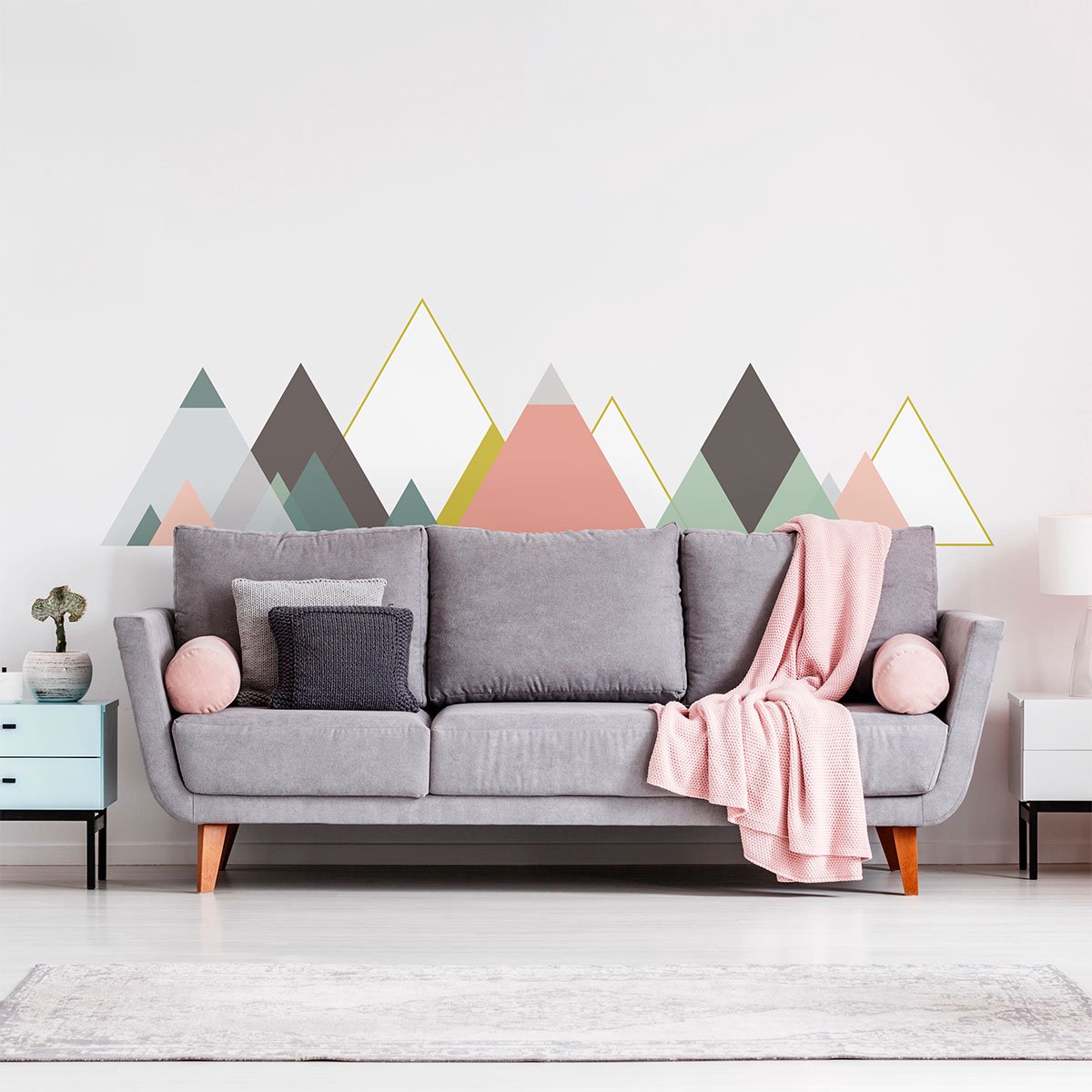 Ambiance Sticker Muurstickers - Decoratie voor slaapkamer/woonkamer - Gigantische Scandinavische bergmuursticker KRISTAL - 120x180cm Multi color