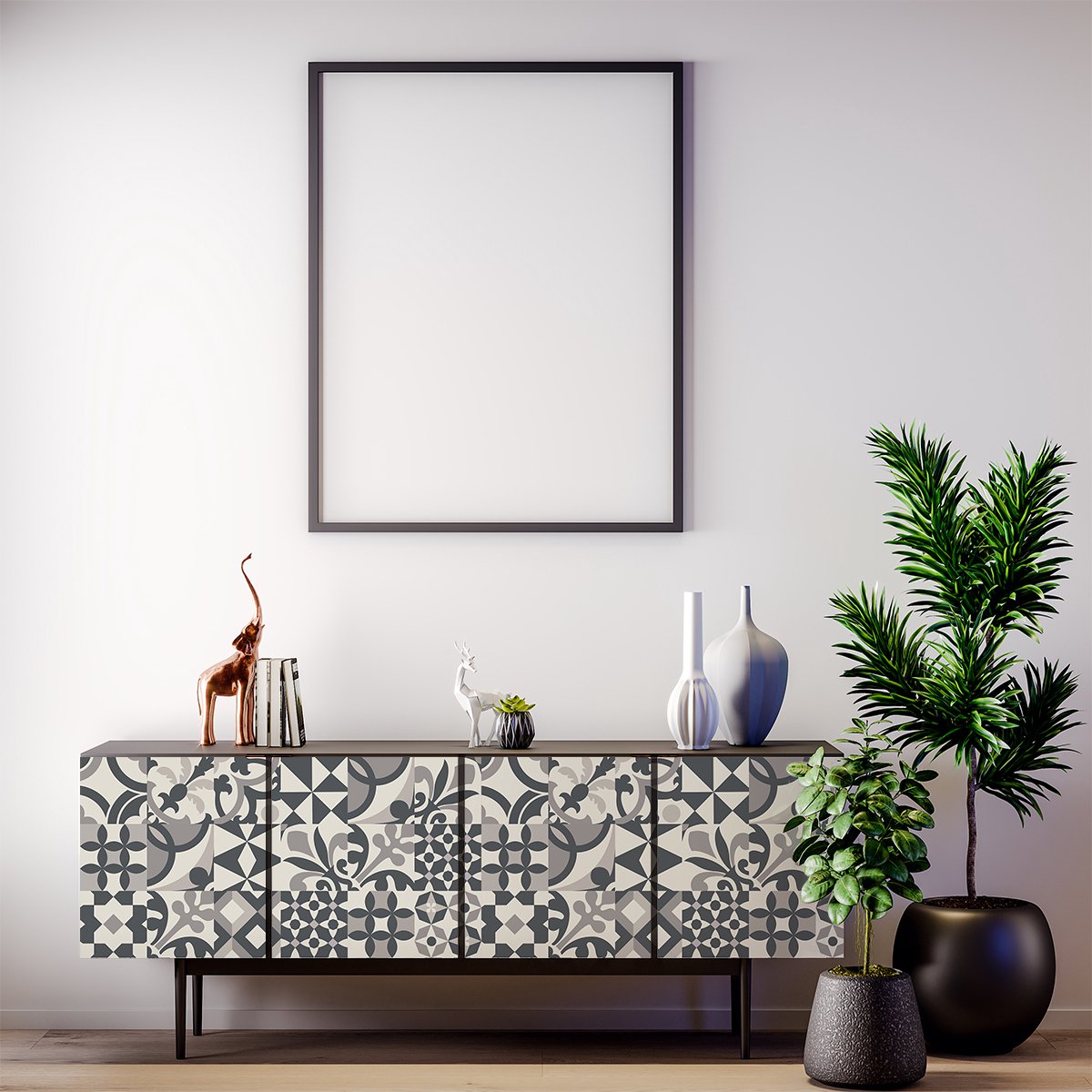 Ambiance Sticker Meubeldecoratiestickers - 30 authentieke Piana cementtegel meubelstickers - 30 stickers 10x10cm Multi color