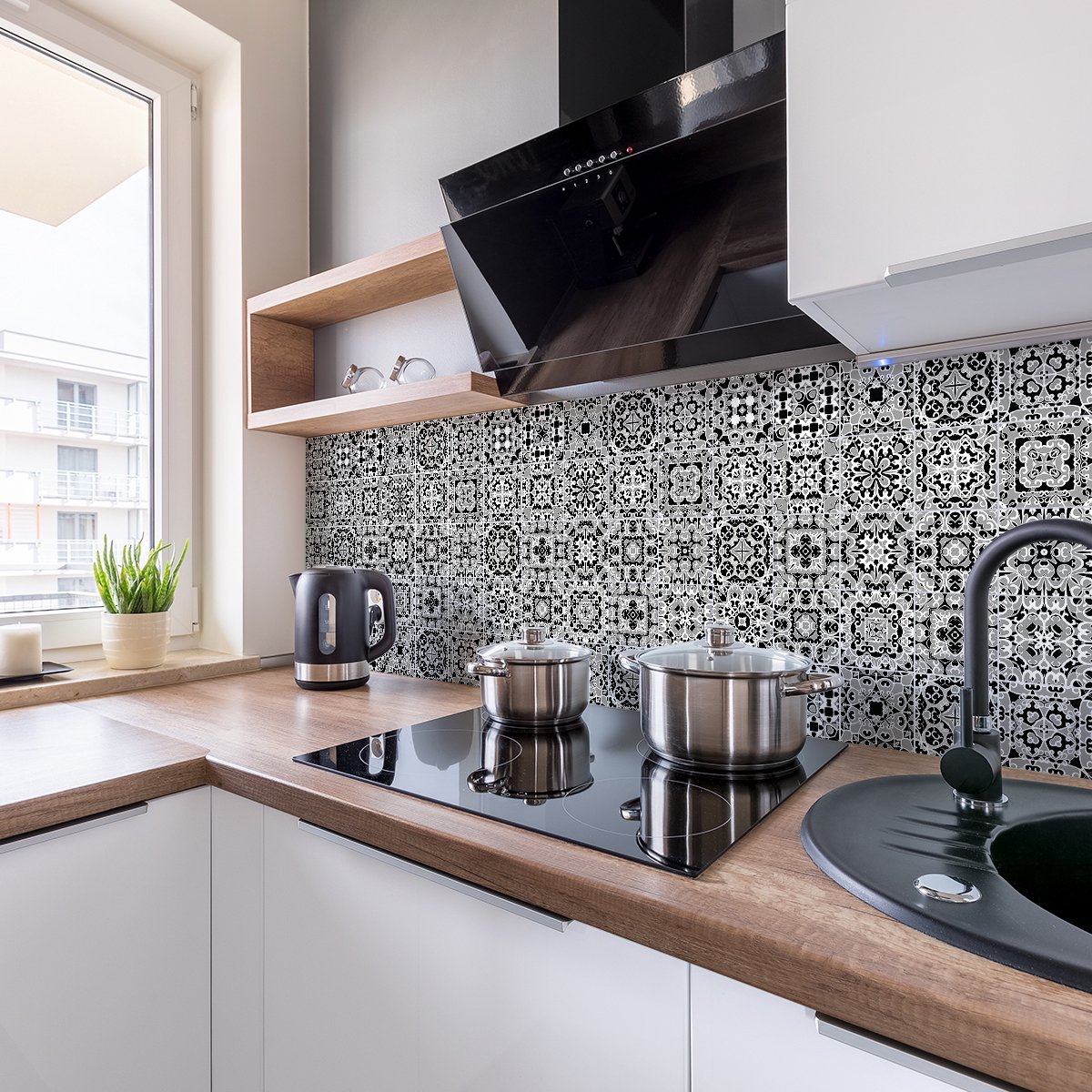 Ambiance Sticker Zelfklevende tegelmuurstickers voor keuken en badkamer - 24 MELINIA AZULEJOS tegelstickers - 24 stickers 10x10cm Multi color