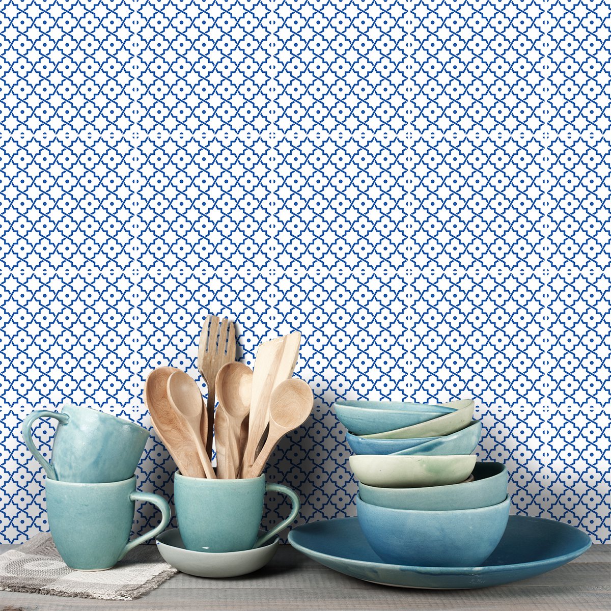 Ambiance Sticker Tegelstickers voor de muur in keuken en badkamer - 9 Oosterse cementtegelstickers, Tataouine-stijl - 9 stickers, 20x20 cm Multi color