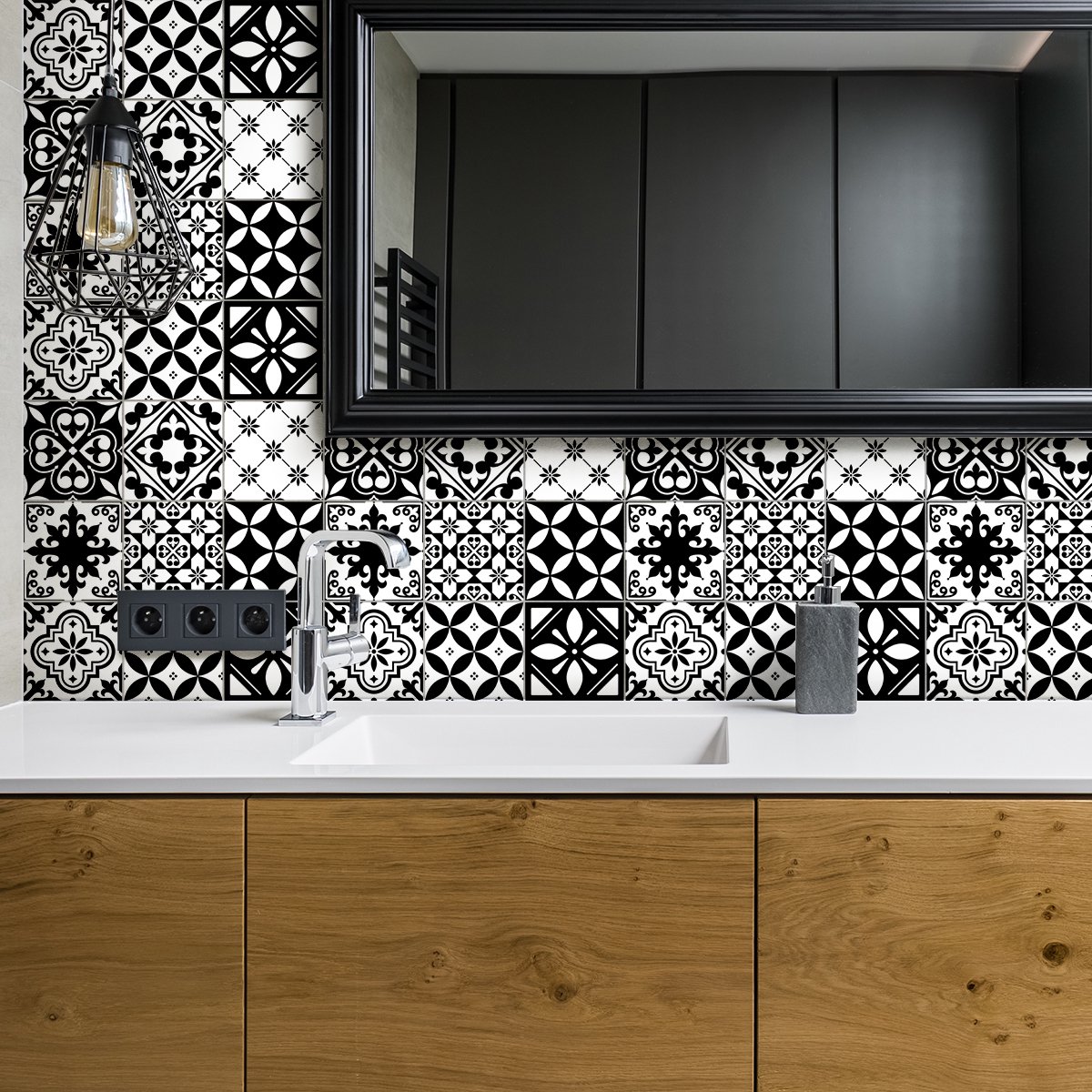 Ambiance Sticker Zelfklevende tegelmuurstickers voor keuken en badkamer - 30 Rosario Azulejo tegelstickers - 30 stickers 15x15cm Multi color