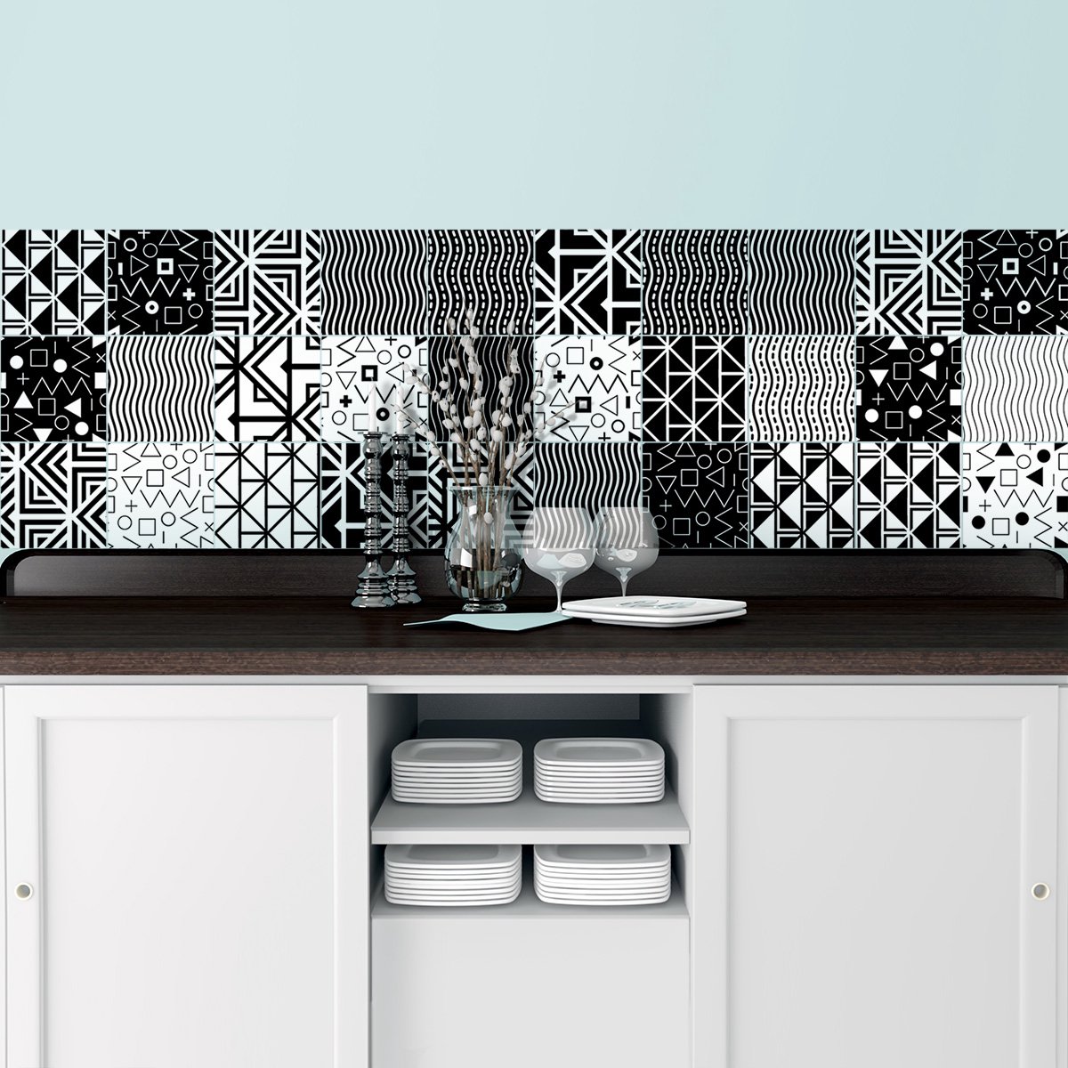 Zelfklevende muurtegelstickers voor keuken en badkamer - 30 etnische Kyoto tegelstickers -