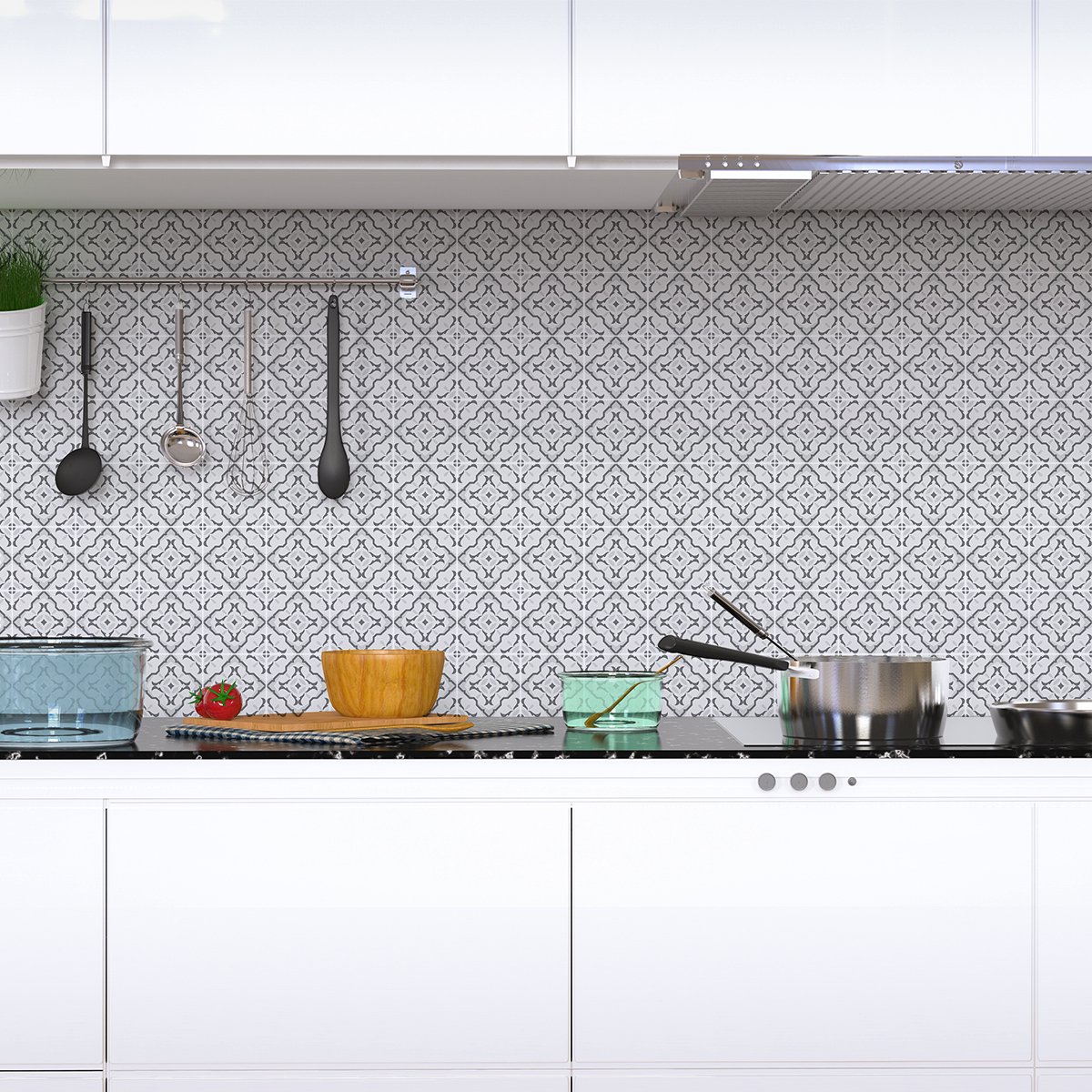 Ambiance Sticker Zelfklevende tegelmuurstickers voor keuken en badkamer - 30 cementtegelstickers, Azulejos Northa - 30 stickers, 15x15cm Multi color