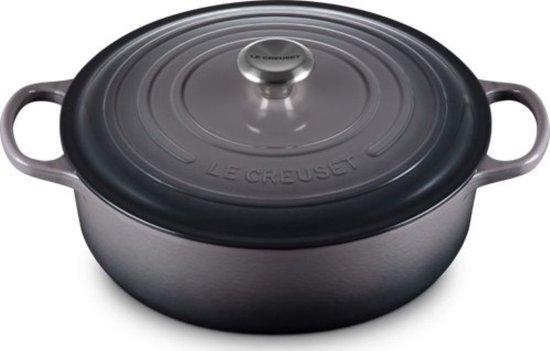 Le Creuset Lage Braad-/Stoofpan Signature Rond 30cm 6,2l Flint Gietijzer