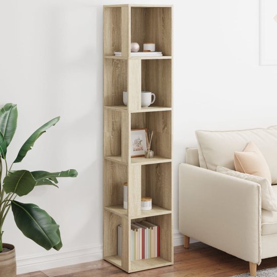 vidaXL Boekenkast 3-laags hoek 50x50x102 cm bewerkt hout wit