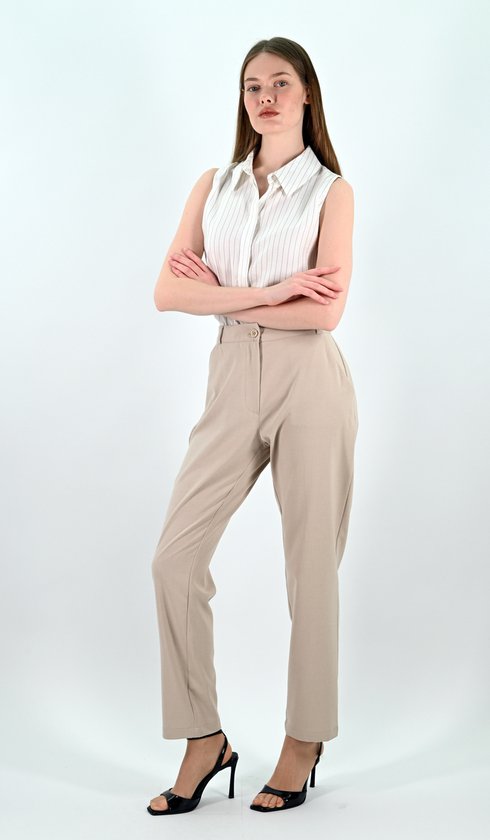 YesMooi - Straight-Leg Broek - Beige - XXL (44) - Dames Broek