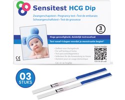 Sensitest Zwangerschapstest Dipstick – 3 stuks – 25 mIU/ml – Test vanaf 4 dagen vóór menstruatie – Uitslag in 5 minuten – Inclusief handleiding & zwangerschapskalender