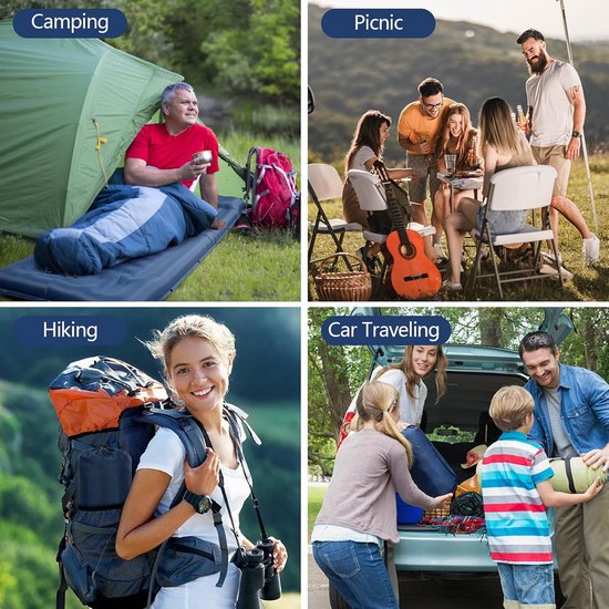 opblaasbare mat voor camping, zelfopblazend, outdoor, dik, waterdicht, zelfopblaasbaar, luchtbed met kussen, opvouwbaar, isolatiemat voor wandelen, reizen, strand, tent (blauw2) van Merkloos — afbeelding 3