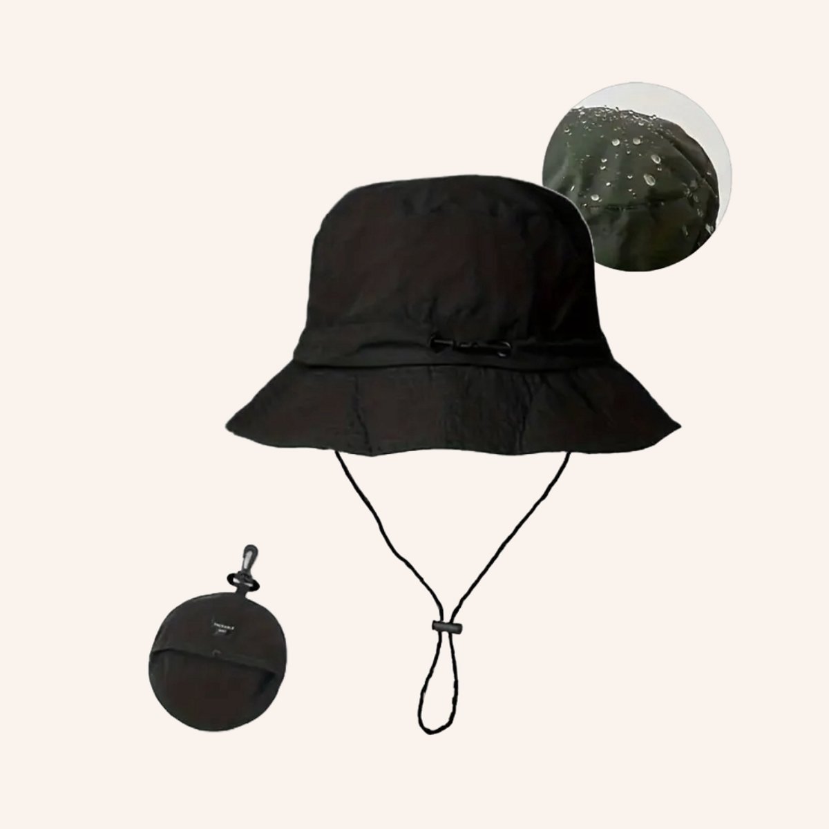 Flipflop Club® Waterproof Bucket Hat | Zwart Packable Vissershoedje | UV Bescherming | Accessoires voor festival | Regen Hoedje | Vissershoed | Unisex | Visser Cap | Sun Hat | Zonnehoedje | Safari Hoed | Kamperen | Camping