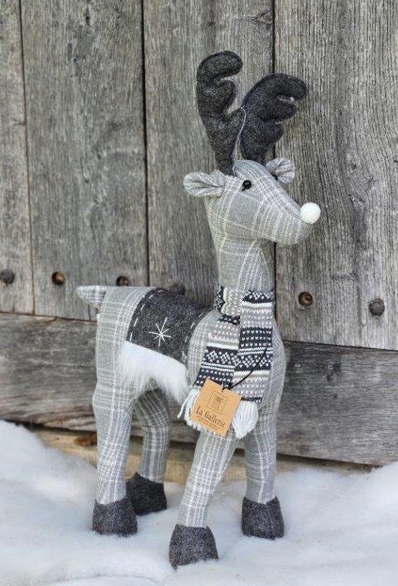 La Galleria - Staand hertje grijs H50cm Kerstdecoratie