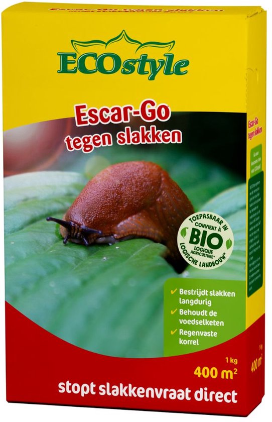 ECOstyle Escar-Go Bestrijdingsmiddel tegen Slakken - Regenvaste Slakkenkorrels - Stopt Slakkenvraat Direct - 200 m² - 500 GR