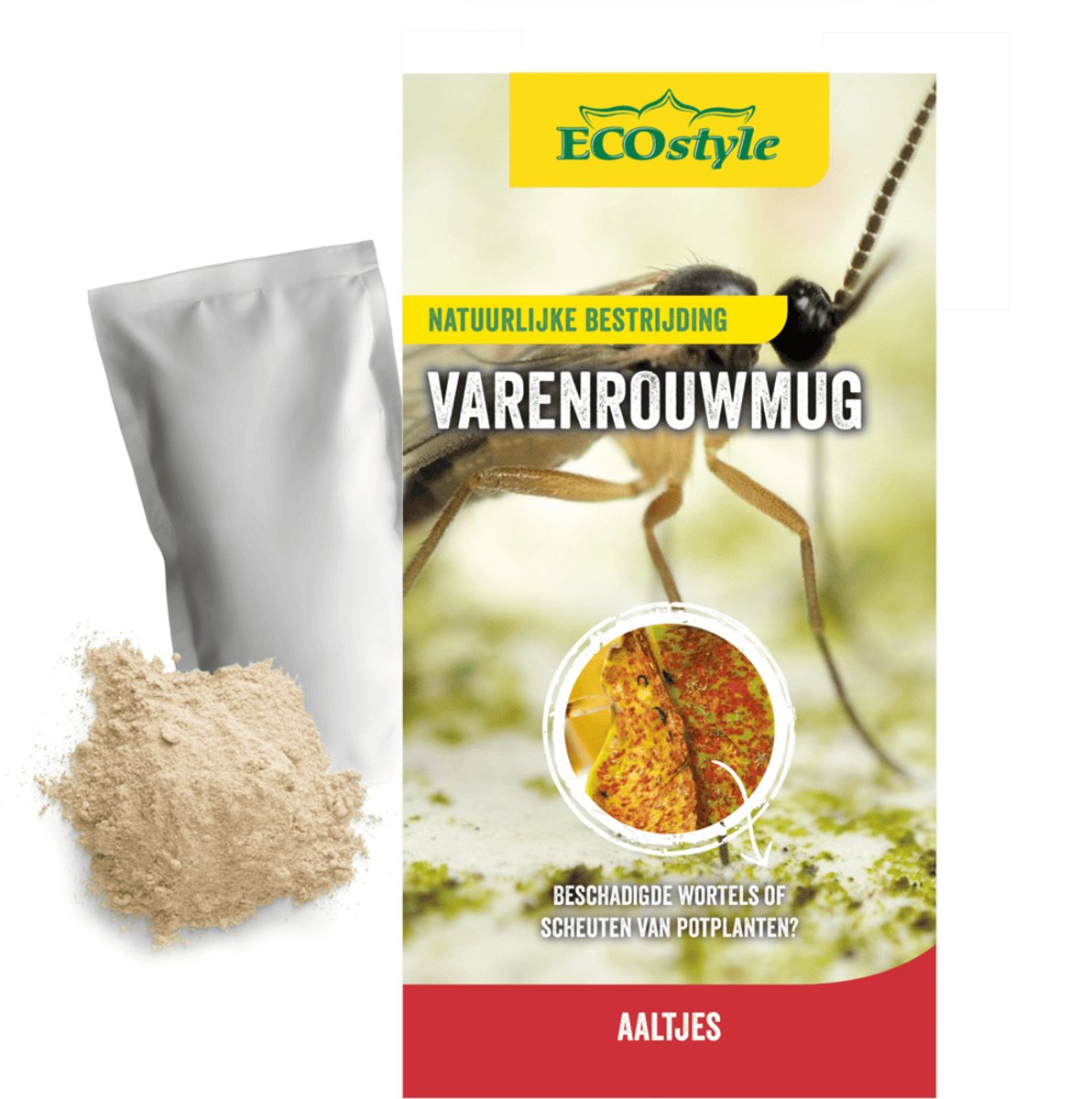 ECOstyle 50 mln Aaltjes F tegen Rouwvliegjes (Varenrouwmug) - Bestrijdingsmiddel Insecten - Natuurlijk & Biologisch - Tegen Bladschade - Jaarrond te Gebruiken - Werken 24 uur per Dag - Voor 250 Kamerplanten - 100 m²