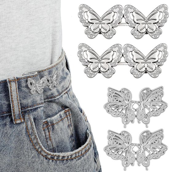 6 Stuks Verstelbare Broek Tailleverkleiner – Broekclips Zonder Naaien (goud, Zilver, Gunmetaal, 5x3 Cm)