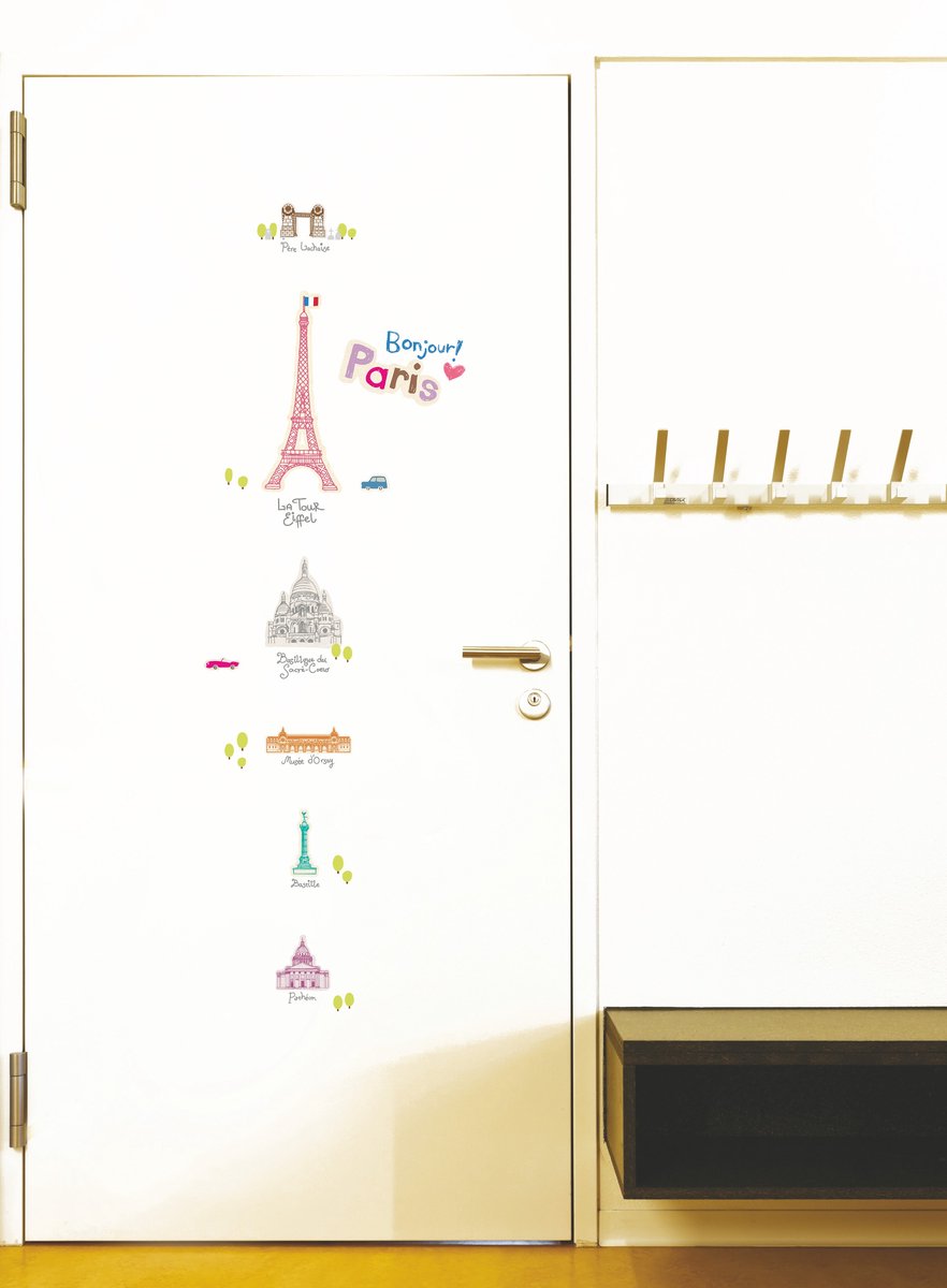 Muurstickers, decoratieve stickers, monumenten van Parijs