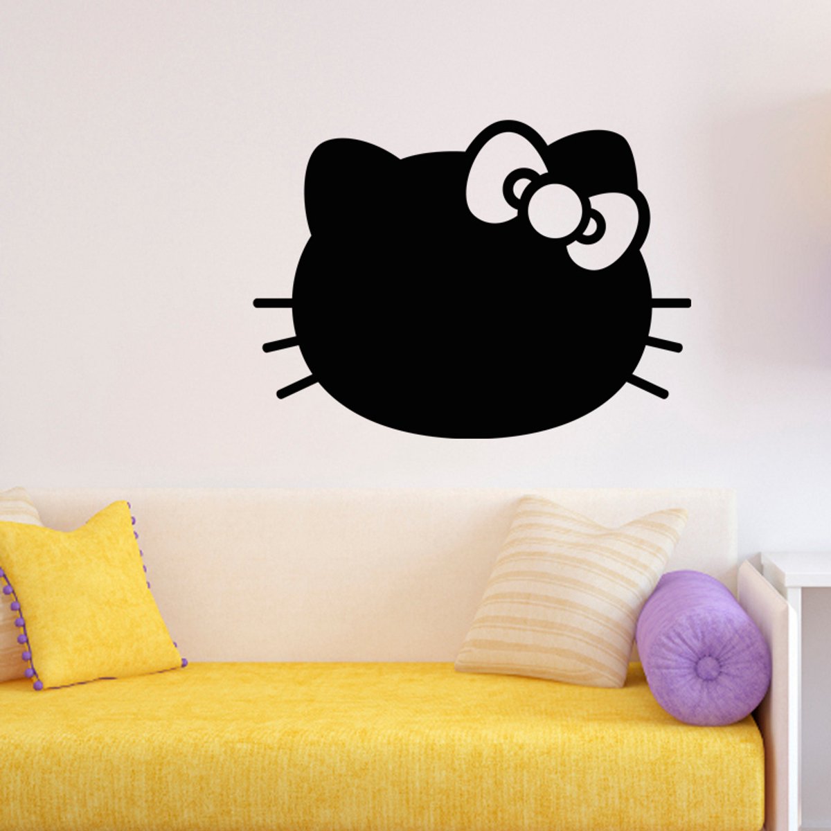 Ambiance Sticker Schoolbordsticker - uitwisbare zelfklevende muurstickers - KITTEN MET VLINDERDAS - 80x110cm Multi color