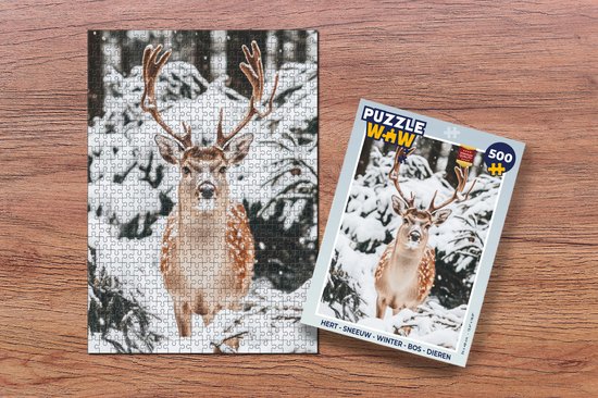 Puzzle Cerf - Neige - Hiver - Forêt - Animaux - Puzzle - Puzzle 500 pièces