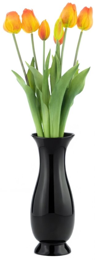 Bouquet de tulipes artificielles Bellatio Design Sally - 7 pièces - orange - toucher réel - 47 cm