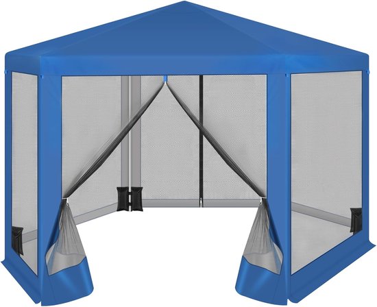 FURNIBELLA - Pavillon Pliant 2x2 m - Pavillon de Jardin Imperméable avec Toit en Demi-Lune, Murs Latéraux et Sacs de Sable