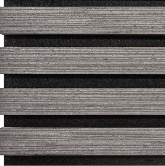tectake® Akoestische Panelen - Set van 2 - Akoestisch Wandpaneel - 60 x 120 cm - 1,44 m² - Wandpanelen met Aanpasbare Grootte - Lattenwand van MDF en Houtfineer - Geluidsisolatie - Stijlvolle Wanddecoratie - Eenvoudige Montage - Eiken Lichtgrijs