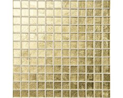 Glasmozaïek Billionaire Gold 23x23x6mm op matje 300x300x6mm verkoop per stuk € 25,00